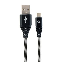 CABLU alimentare si date GEMBIRD, pt. smartphone, USB 2.0 (T) la Micro-USB 2.0 (T), 1m, premium, cablu cu impletire din bumbac, 