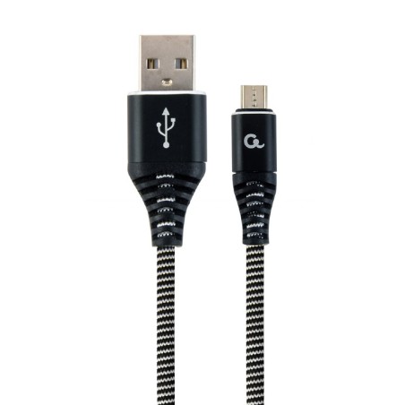 CABLU alimentare si date GEMBIRD, pt. smartphone, USB 2.0 (T) la Micro-USB 2.0 (T), 1m, premium, cablu cu impletire din bumbac, 