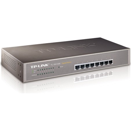 SWITCH TP-LINK  8 porturi Gigabit. carcasa metalica, rackabil "TL-SG1008" (timbru verde 2 lei)