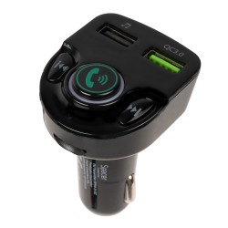 MODULATOR AUTO FM SPACER, Bluetooth 5.0. 1xUSB QC3.0 &amp; 1xUSB max. 5V/3.1A, 12V-24V, max. 10-15m, mic max. 0-2m, format MP3/W
