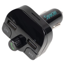 MODULATOR AUTO FM SPACER, Bluetooth 5.0, 2xUSB max. 5V/3.1A, 12V-24V, max. 10-15m, mic max. 0-1m, format MP3/WMA, 206 canale 87.