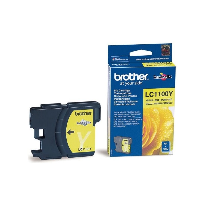 Cartus Cerneala Original Brother Yellow, LC1100Y, pentru DCP-385|395|585|6690|J715|MFC-490|5490|5895|6490|6890|790, 325, (timbru