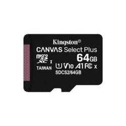 CARD MicroSD KINGSTON, 64 GB, microSDXC, clasa 10, standard UHS-I U3, "SDCS2/64GBSP" (timbru verde 0.03 lei)