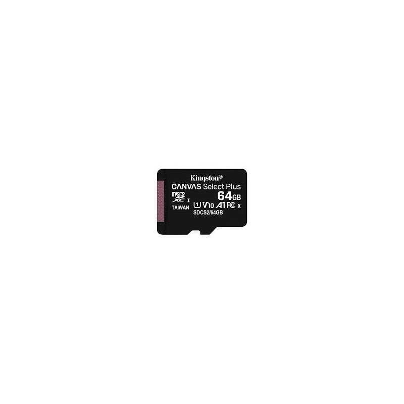 CARD MicroSD KINGSTON, 64 GB, microSDXC, clasa 10, standard UHS-I U3, "SDCS2/64GBSP" (timbru verde 0.03 lei)