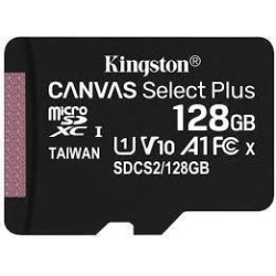 CARD MicroSD KINGSTON, 128 GB, microSDXC, clasa 10, standard UHS-I U1, "SDCS2/128GBSP" (timbru verde 0.03 lei)