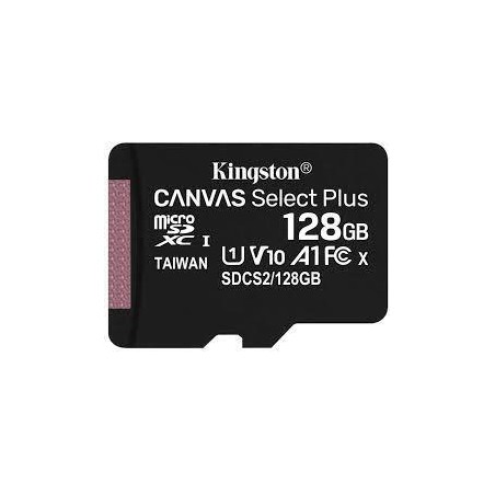 CARD MicroSD KINGSTON, 128 GB, microSDXC, clasa 10, standard UHS-I U1, "SDCS2/128GBSP" (timbru verde 0.03 lei)