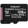 CARD MicroSD KINGSTON, 128 GB, microSDXC, clasa 10, standard UHS-I U1, "SDCS2/128GBSP" (timbru verde 0.03 lei)