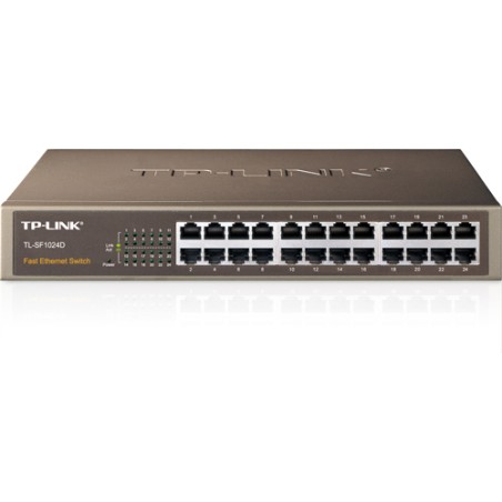 SWITCH TP-LINK 24 porturi 10/100Mbps. carcasa metalica, desktop/rackmount "TL-SF1024D" (timbru verde 2 lei)