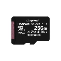CARD MicroSD KINGSTON, 256 GB, microSDXC, clasa 10, standard UHS-I U3, "SDCS2/256GBSP" (timbru verde 0.03 lei)
