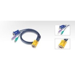 CABLU KVM ATEN, convertor Serial la Video  + PS/2, conector 1: SPHD-15 (T); conector 2: VGA (T), PS/2 x 2, "2L-5202P" (timbru ve