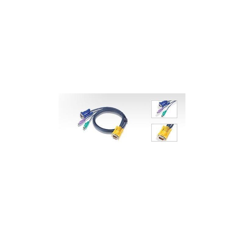 CABLU KVM ATEN, convertor Serial la Video  + PS/2, conector 1: SPHD-15 (T); conector 2: VGA (T), PS/2 x 2, "2L-5202P" (timbru ve