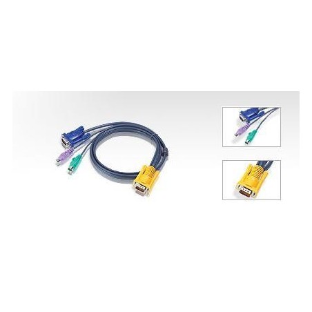 CABLU KVM ATEN, convertor Serial la Video  + PS/2, conector 1: SPHD-15 (T); conector 2: VGA (T), PS/2 x 2, "2L-5202P" (timbru ve