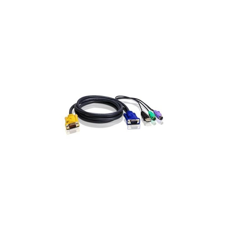 CABLU KVM ATEN, convertor Serial la Video + USB + PS/2, conector 1: SPHD-18 (T); conector 2: VGA (T), PS/2 x 2, USB (T), "2L-530