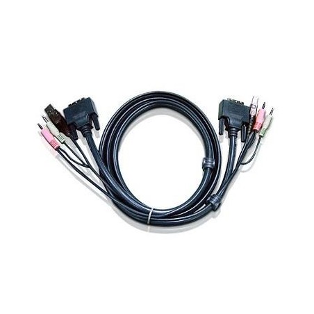 CABLU KVM ATEN cablu 3 in 1, conector tip USB (T) | 3.5 mm Jack (T) x 2 | DVI-D (T), "2L-7D02U" (timbru verde 0.8 lei)