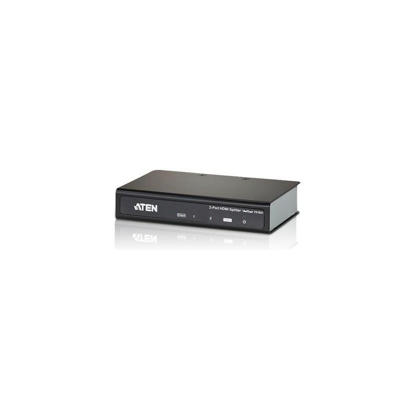 SPLITTER video ATEN, split 2 monitoare la 1 device, conector 1: HDMI (M); conector 2: HDMI (M) x 2, "VS182A-A7-G" (timbru verde 