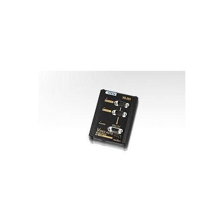 SWITCH video ATEN, switch 2 PC-uri la 1 Monitor, conector 1: VGA (T) x 2; conector 2: VGA (M), "VS201-AT-G" (timbru verde 0.8 le