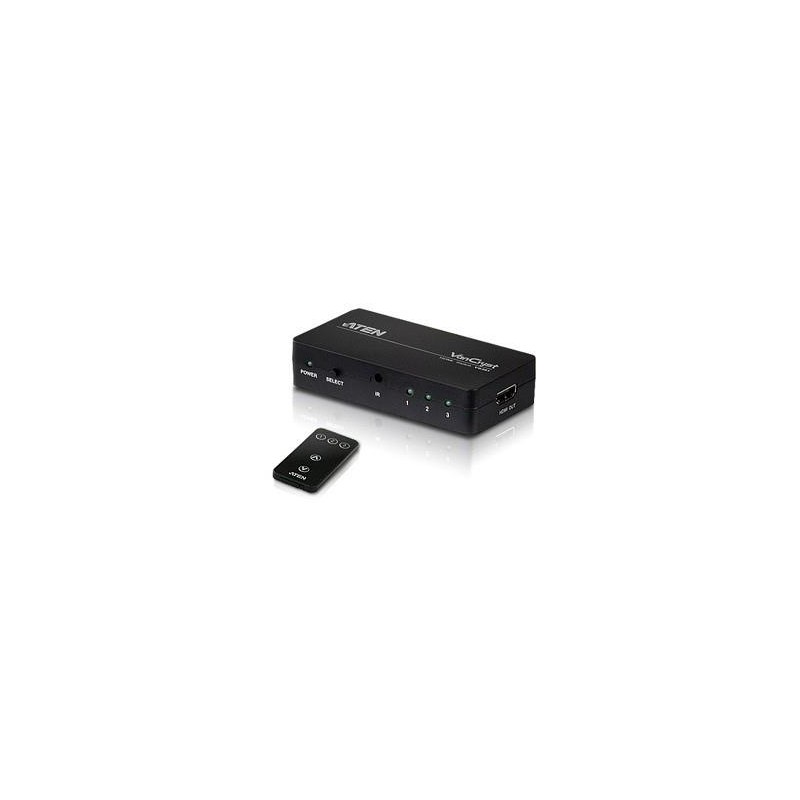 SWITCH video ATEN, switch 3 device la 1 Monitor, conector 1: HDMI (M) x 3; conector 2: HDMI (M), "VS381-AT" (timbru verde 0.8 le