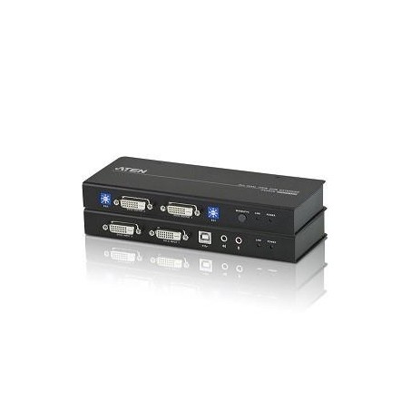 EXTENDER KVM ATEN acces PC de la distanta, conector tip DVI-D (M) x 2 | USB Type B (M) | Serial RS232 (9-pin) (M) | 3.5 mm Jack 