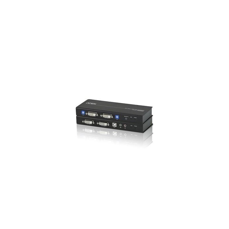 EXTENDER KVM ATEN acces PC de la distanta, conector tip DVI-D (M) x 2 | USB Type B (M) | Serial RS232 (9-pin) (M) | 3.5 mm Jack 