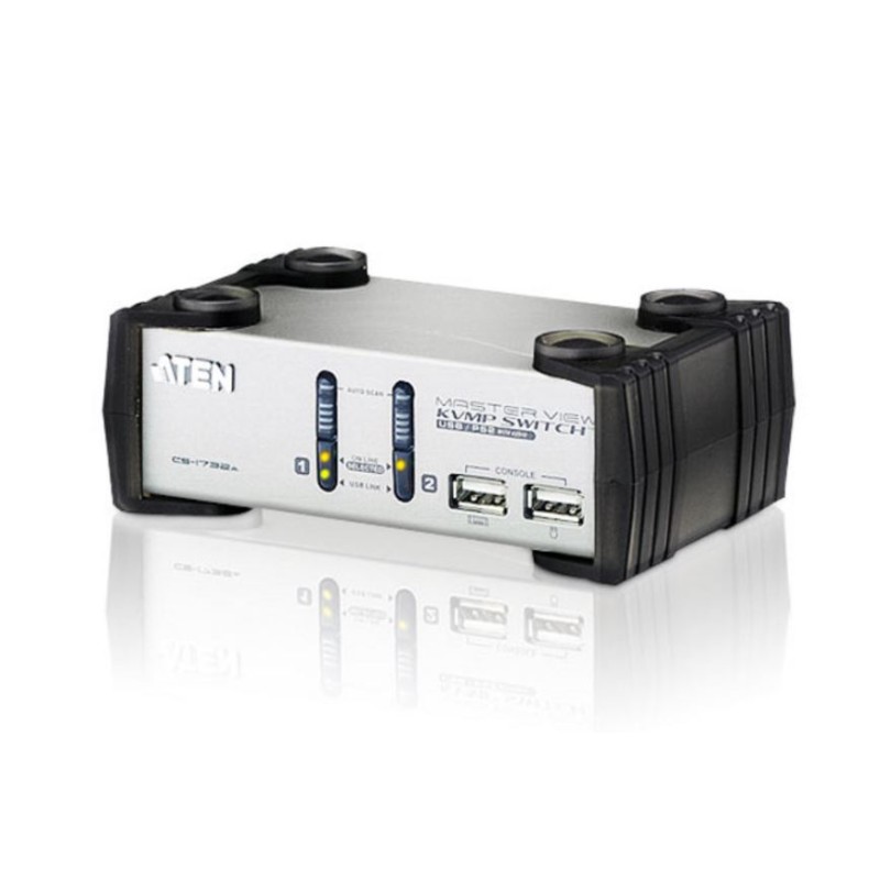 SWITCH KVM si HUB USB ATEN, control 2 PC la 1 KVM, conector 1: SPHD-15 (M) x 2, 3.5 mm Jack (M) x 4; conector 2: USB (M) x 4, VG