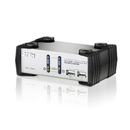 SWITCH KVM si HUB USB ATEN, control 2 PC la 1 KVM, conector 1: SPHD-15 (M) x 2, 3.5 mm Jack (M) x 4; conector 2: USB (M) x 4, VG