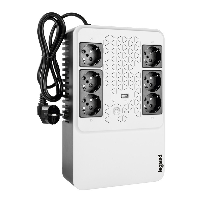 UPS LEGRAND, "Keor Multiplug", Line Int. cu management, brick, 600VA/360W, AVR, Schuko x 6, 1 x baterie 12V/7.2Ah, back-up 1 - 1