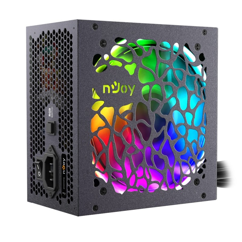 SURSA NJOY Freya 700, 700 W, ATX 12V V2.3, fan RGB 120 mm x 1, 80 PLUS Bronze - compatibila, "PSAT-070ARAF-BU01B" (timbru verde 