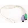 CABLU USB GEMBIRD splitter, USB 2.0 (T) la 2 x PS2 (T), 30cm, adaptor USB la mufe PS2 pt. tastatura si mouse, alb, "UAPS12" (tim