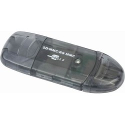 CARD READER extern GEMBIRD, interfata USB 2.0, citeste/scrie: SD, MMC, RS-MMC; plastic, negru-transparent, "FD2-SD-1" (timbru ve