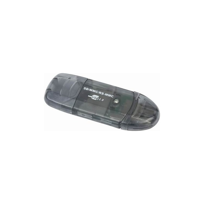 CARD READER extern GEMBIRD, interfata USB 2.0, citeste/scrie: SD, MMC, RS-MMC; plastic, negru-transparent, "FD2-SD-1" (timbru ve