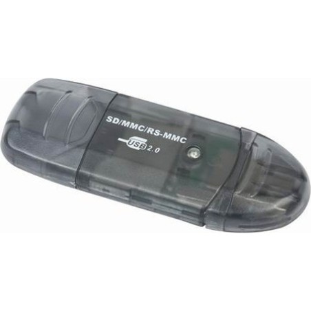 CARD READER extern GEMBIRD, interfata USB 2.0, citeste/scrie: SD, MMC, RS-MMC; plastic, negru-transparent, "FD2-SD-1" (timbru ve