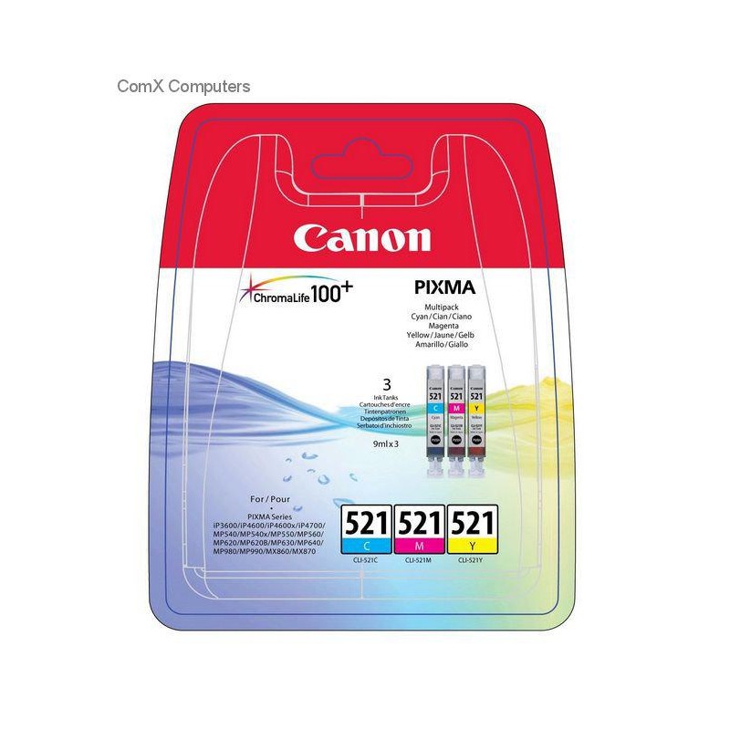 Combo-Pack Original Canon , CLI-521MULTI, pentru Pixma iP3600|iP4600|MP540|MP620, , (timbru verde 0.15 lei), "2934B010AA"