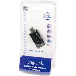 PLACA de SUNET Logilink, extern, 7.1, interfata USB 2.0, conectori 3.5 mm jack, "UA0078" (timbru verde 0.18 lei)