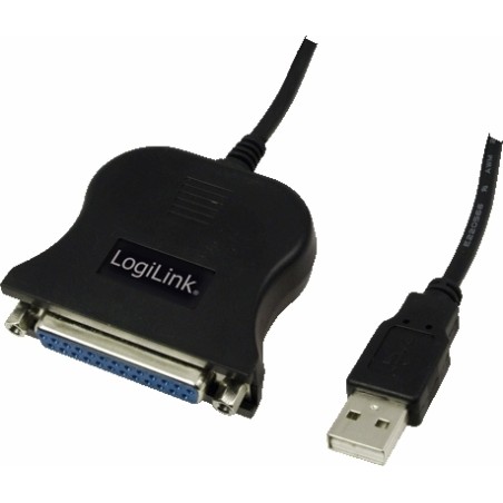 CABLU USB LOGILINK adaptor, USB 2.0 (T) la Paralel (D-Sub 25-pin), 1.5m, conecteaza port USB cu imprimanta cu port paralel, negr