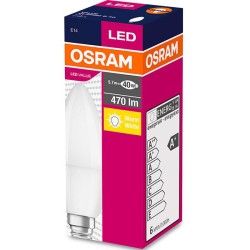 BEC LED Osram, soclu E14, putere 5.7W, forma lumanare, lumina alb calda, alimentare 220 - 240 V, "000004052899326453" (timbru ve