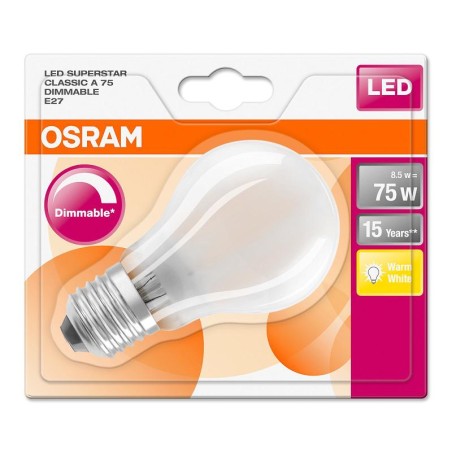 BEC LED Osram, soclu E27, putere 8.5W, forma clasic, lumina alb calda, alimentare 220 - 240 V, "000004058075808300" (timbru verd