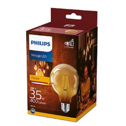 BEC LED Philips, soclu E27, putere 4W, forma sferic, lumina alb calda, alimentare 220 - 240 V, "000008718699673604" (timbru verd