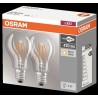 SET 2 becuri LED Osram, soclu E27, putere 4W, forma clasic, lumina alb calda, alimentare 220 - 240 V, "000004052899972001" (timb