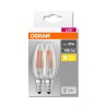 SET 2 becuri LED Osram, soclu E14, putere 4W, forma lumanare, lumina alb calda, alimentare 220 - 240 V, "000004052899972032" (ti
