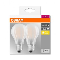 SET 2 becuri LED Osram, soclu E27, putere 6.5W, forma clasic, lumina alb calda, alimentare 220 - 240 V, "000004052899972100" (ti