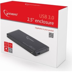 RACK extern GEMBIRD, pt HDD/SSD, 2.5 inch, S-ATA, interfata PC USB 3.0, aluminiu, negru, "EE2-U3S-2" (timbru verde 0.8 lei)