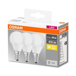 SET 3 becuri LED Osram, soclu E14, putere 5.7W, forma clasic, lumina alb calda, alimentare 220 - 240 V, "000004058075090507" (ti