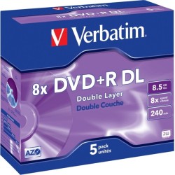 DVD+R VERBATIM  8.5GB, 240min, viteza 8x, Double Layer, 5Pack, Jewel Case, "Matt Silver" "43541"