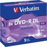 DVD+R VERBATIM  8.5GB, 240min, viteza 8x, Double Layer, 5Pack, Jewel Case, "Matt Silver" "43541"