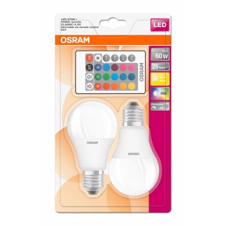 SET 2 becuri LED Osram, soclu E27, putere 9W, forma clasic, lumina multicolora, alimentare 220 - 240 V, "000004058075091733" (ti