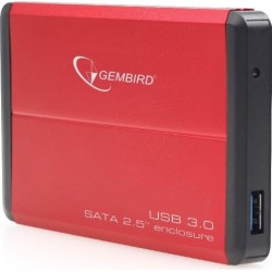 RACK extern GEMBIRD, pt HDD/SSD, 2.5 inch, S-ATA, interfata PC USB 3.0, aluminiu, rosu, "EE2-U3S-2-R" (timbru verde 0.8 lei)