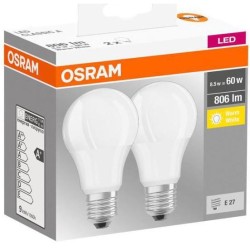 SET 2 becuri LED Osram, soclu E27, putere 8.5W, forma clasic, lumina alb calda, alimentare 220 - 240 V, "000004058075152656" (ti
