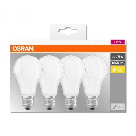 SET 4 becuri LED Osram, soclu E27, putere 11W, forma clasic, lumina alb calda, alimentare 220 - 240 V, "000004058075184992" (tim