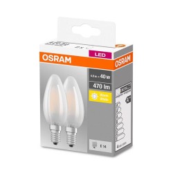 SET 2 becuri LED Osram, soclu E14, putere 4W, forma lumanare, lumina alb calda, alimentare 220 - 240 V, "000004058075803930" (ti