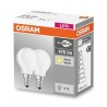 SET 2 becuri LED Osram, soclu E14, putere 4W, forma clasic, lumina alb calda, alimentare 220 - 240 V, "000004058075803978" (timb